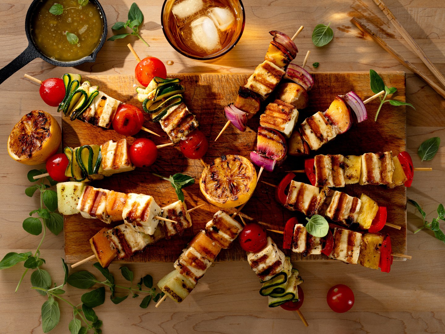 Mini-brochettes au fromage grillé