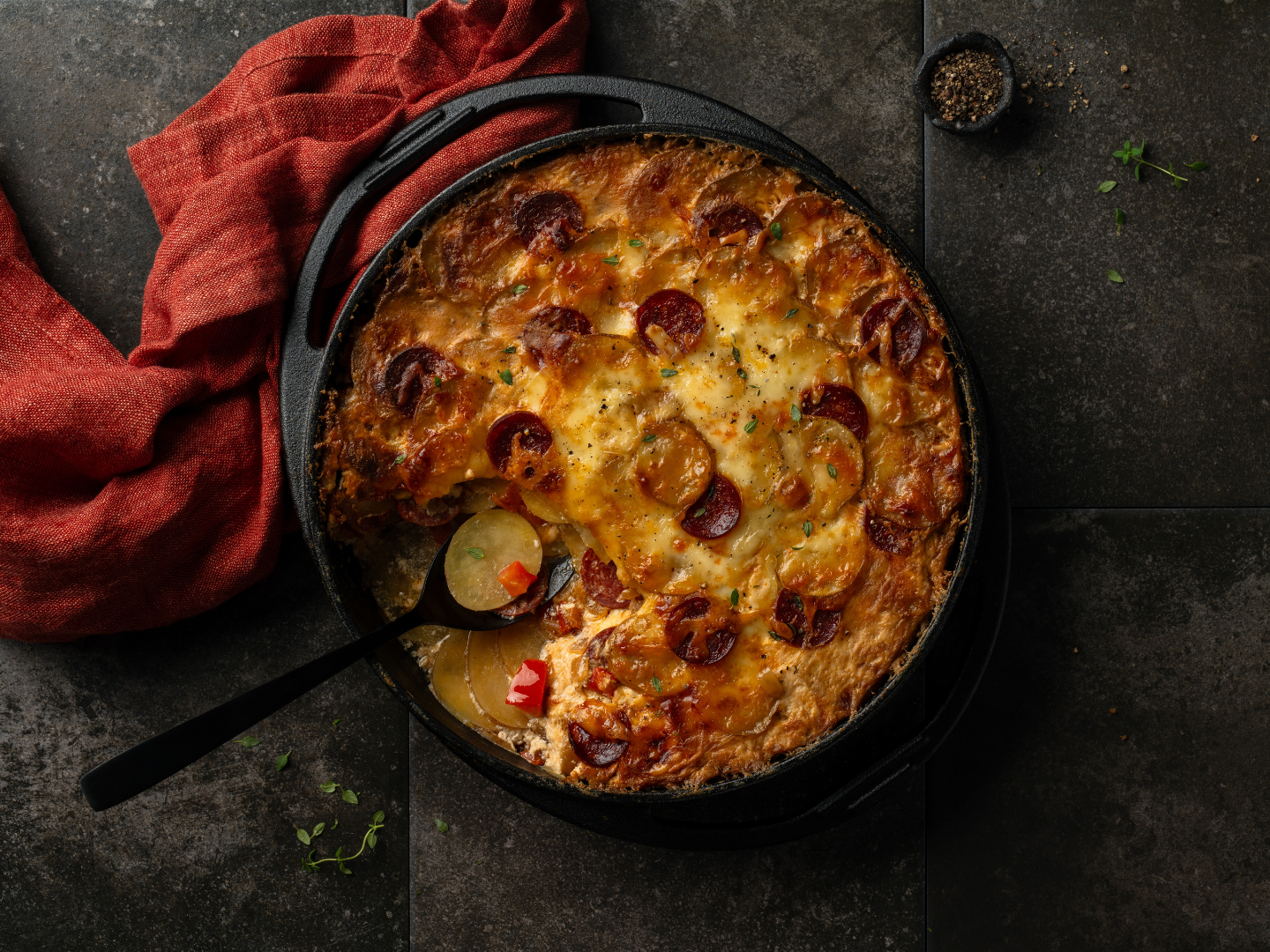 Gratin dauphinois chorizo et Classique Fumé